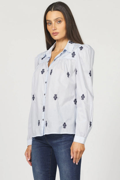 Indigo Vine Embroidered Blouse