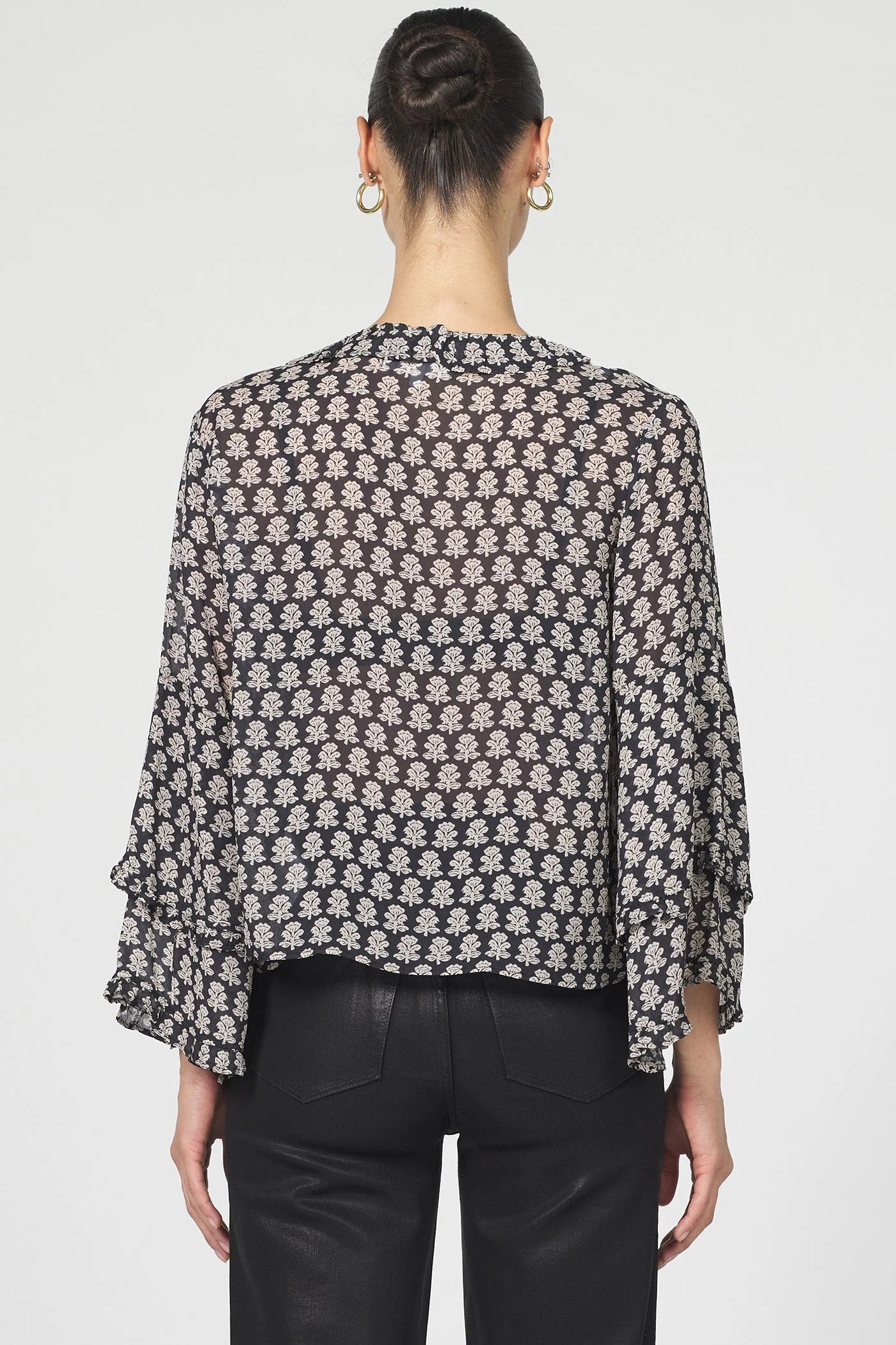 Midnight Petal Sheer Blouse