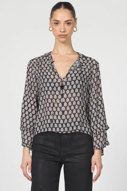 Midnight Petal Sheer Blouse