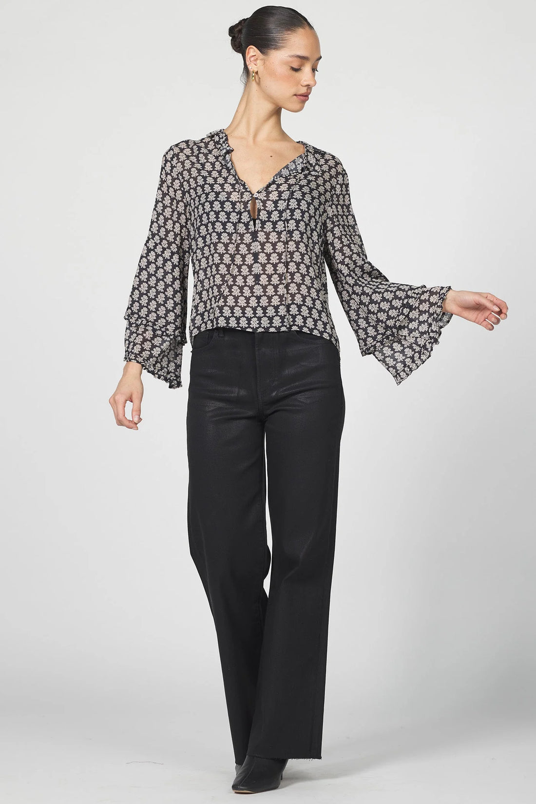 Midnight Petal Sheer Blouse