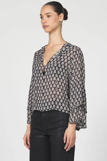 Midnight Petal Sheer Blouse