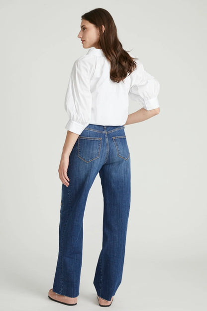 Needlepoint Floral Barrel Jeans