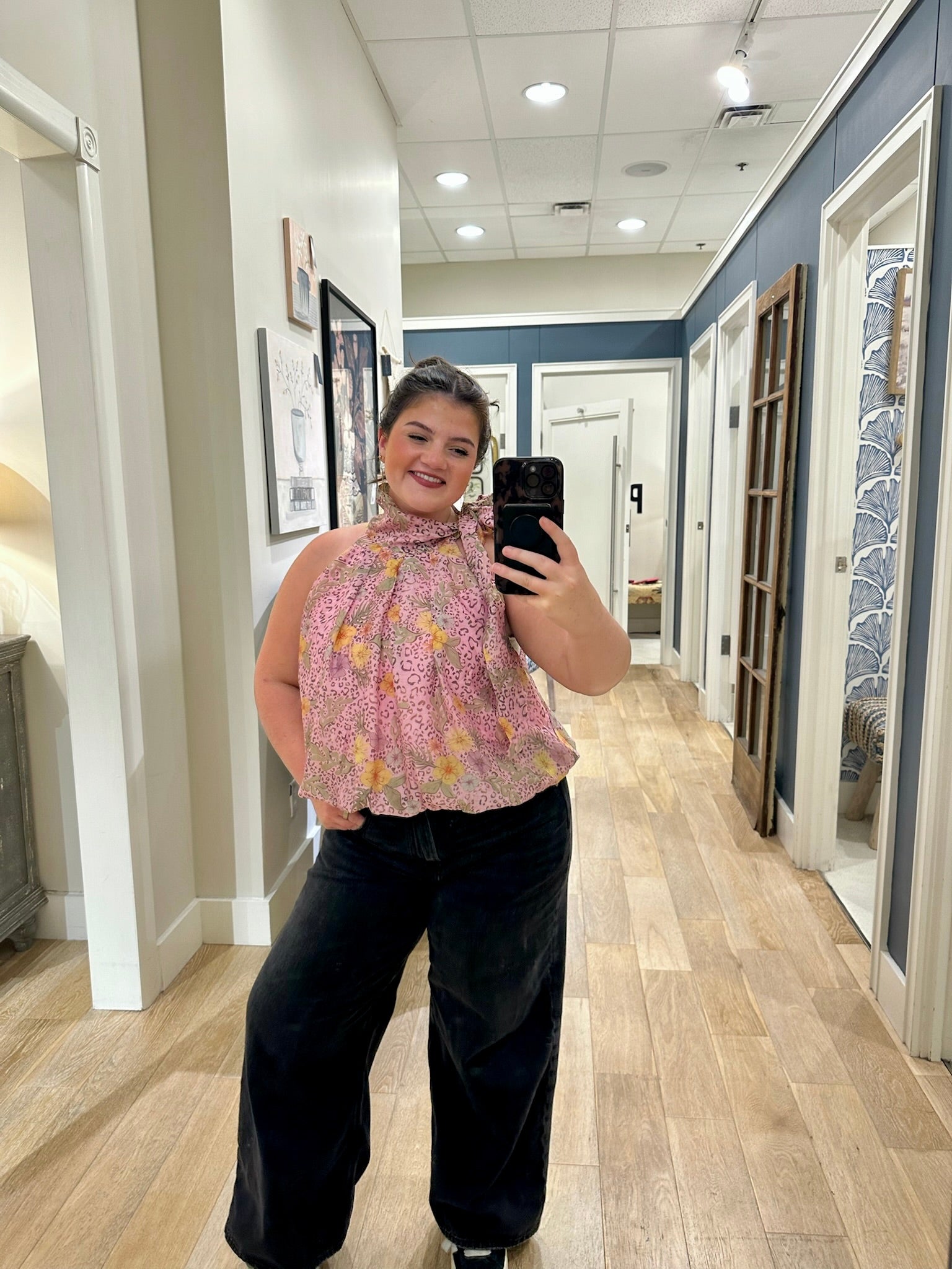 Mixed Print Halter Bubble Top