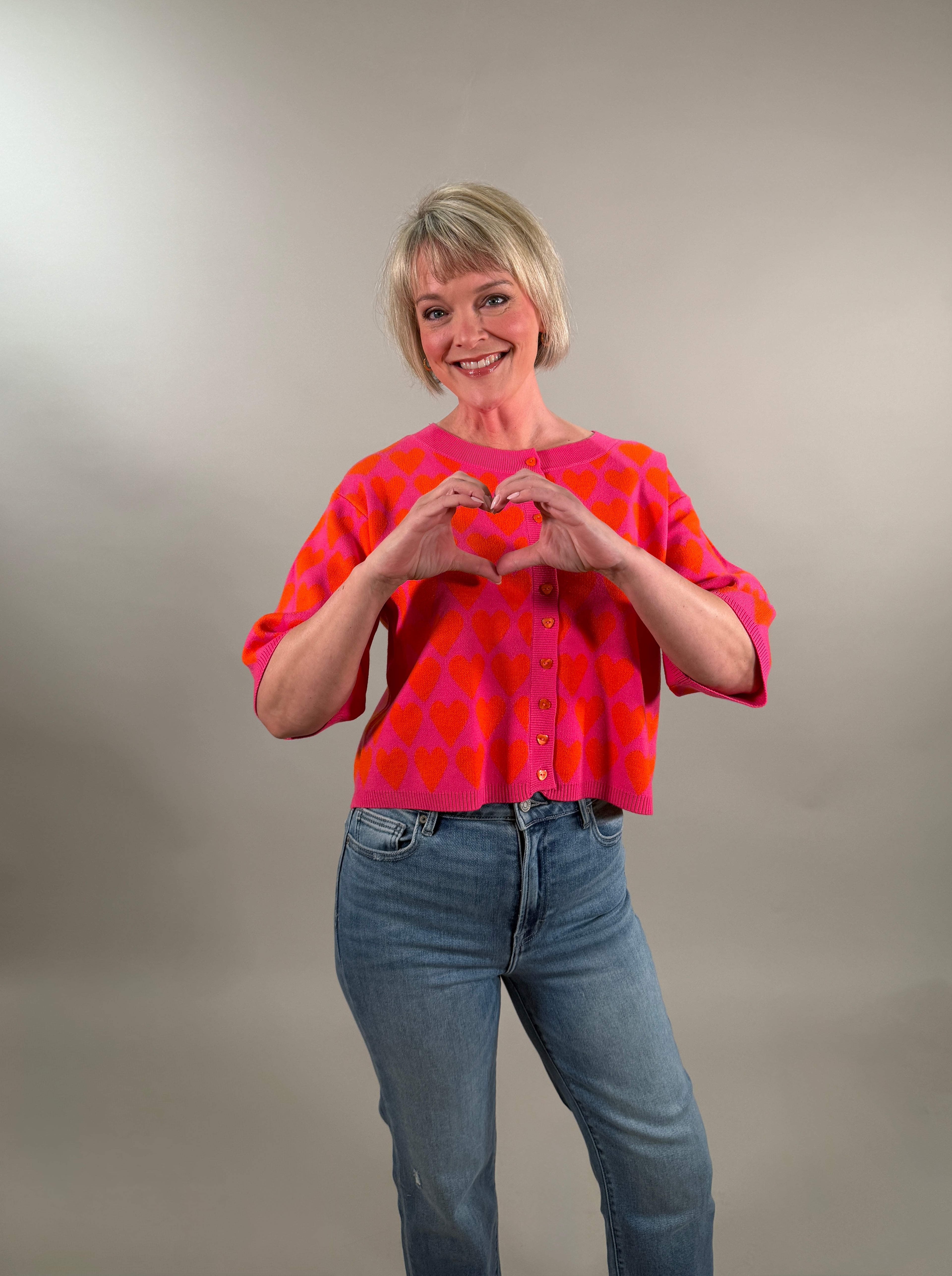 The Bold Heart-Print Cardigan