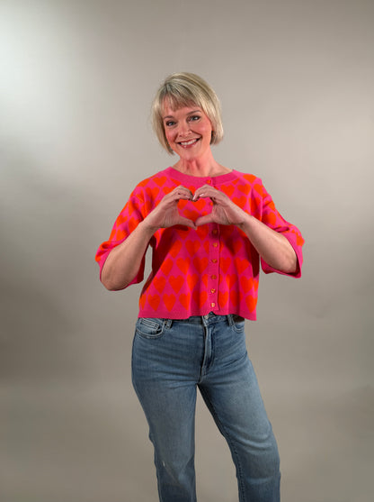 The Bold Heart-Print Cardigan