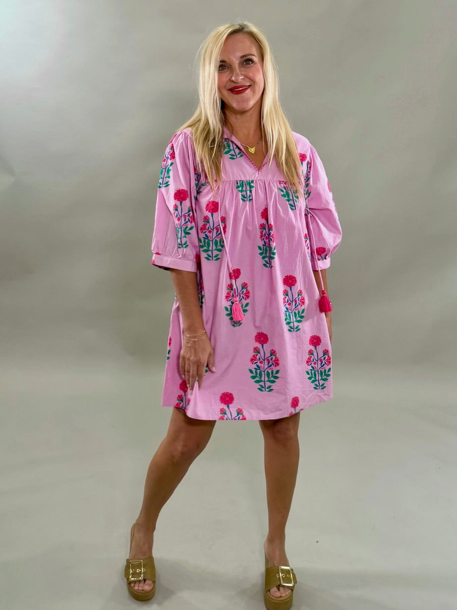 Short Sleeve Floral Pattern Dress
