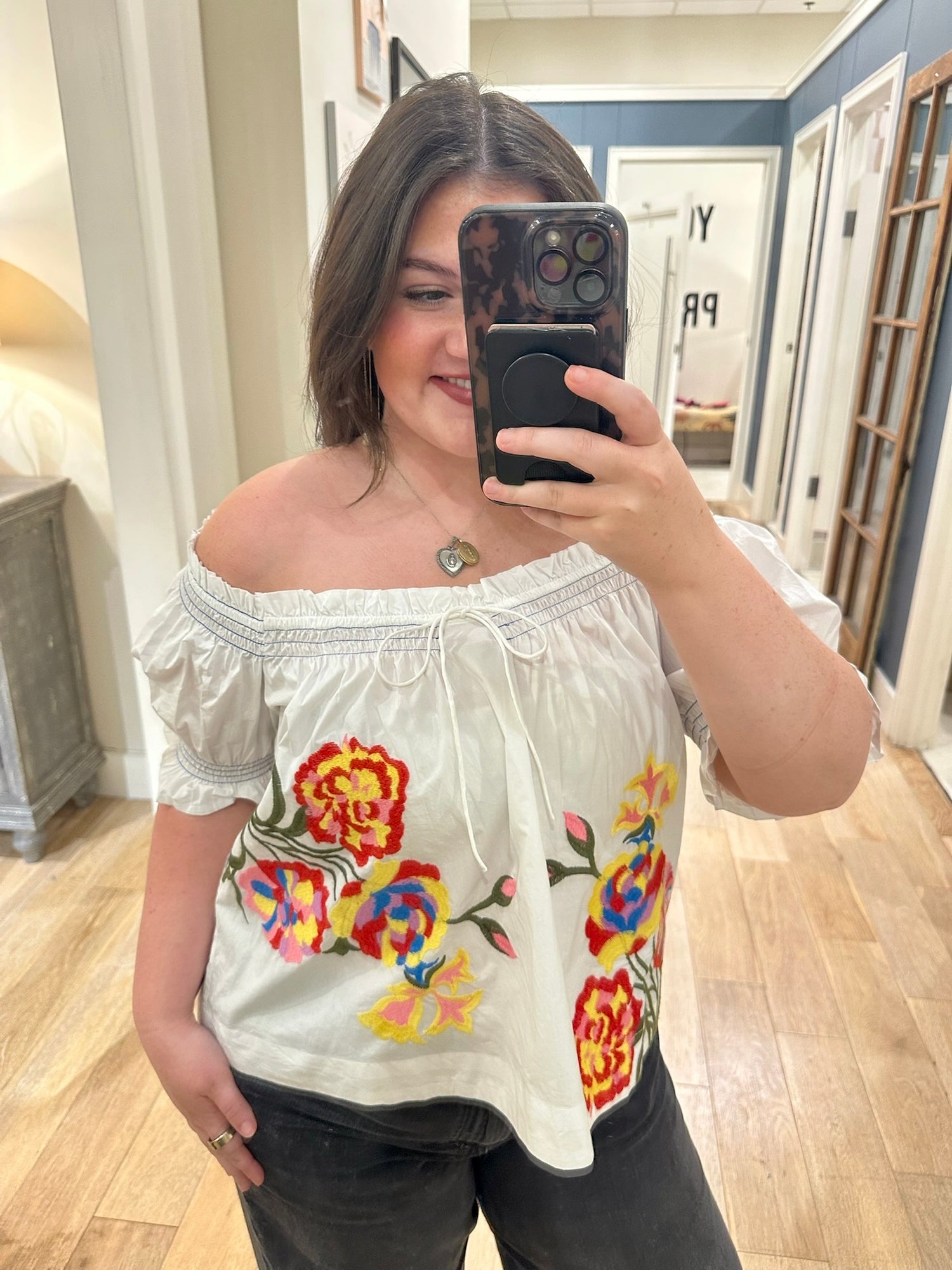 Colorful Bouqet Embroidered Blouse