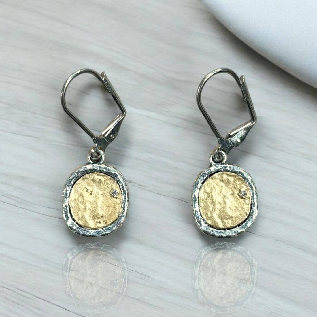 Vintage Silver Pavia Coin and Frame Dangle Earrings