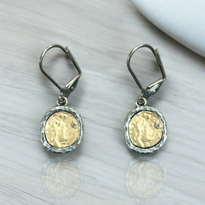 Vintage Silver Pavia Coin and Frame Dangle Earrings