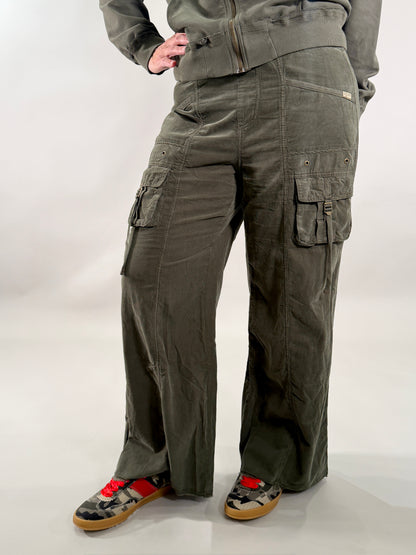 Corduroy Wide Leg Drawstring Cargo Pant