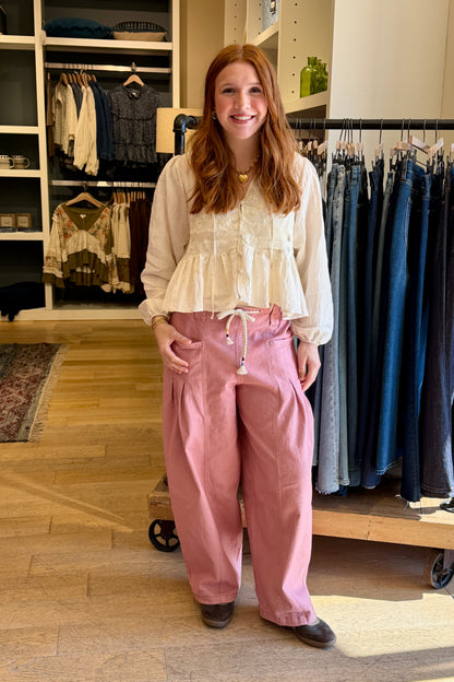 Barrel Pull On Twill Jeans