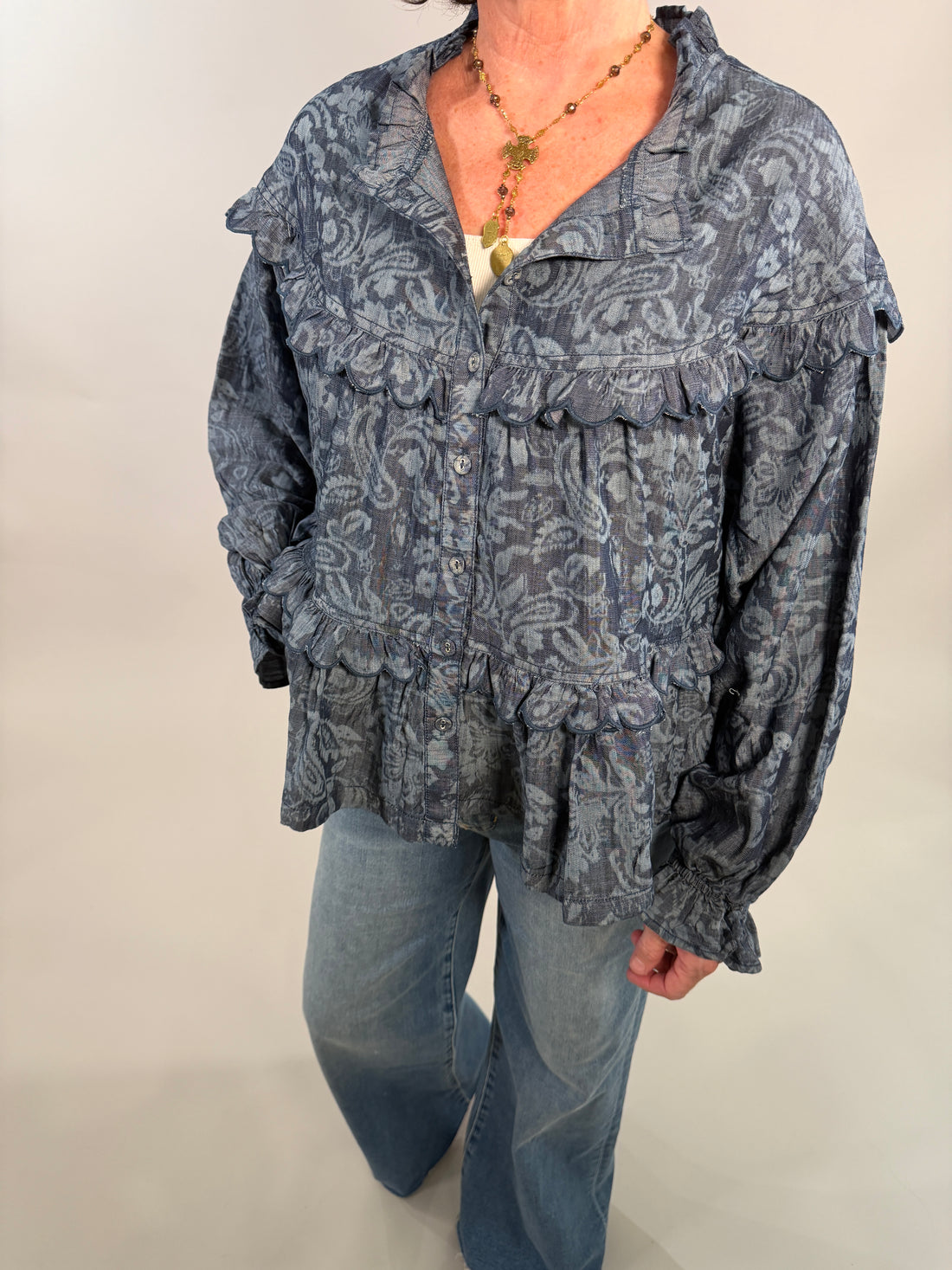 Tiered Shacket with Scallop Detail