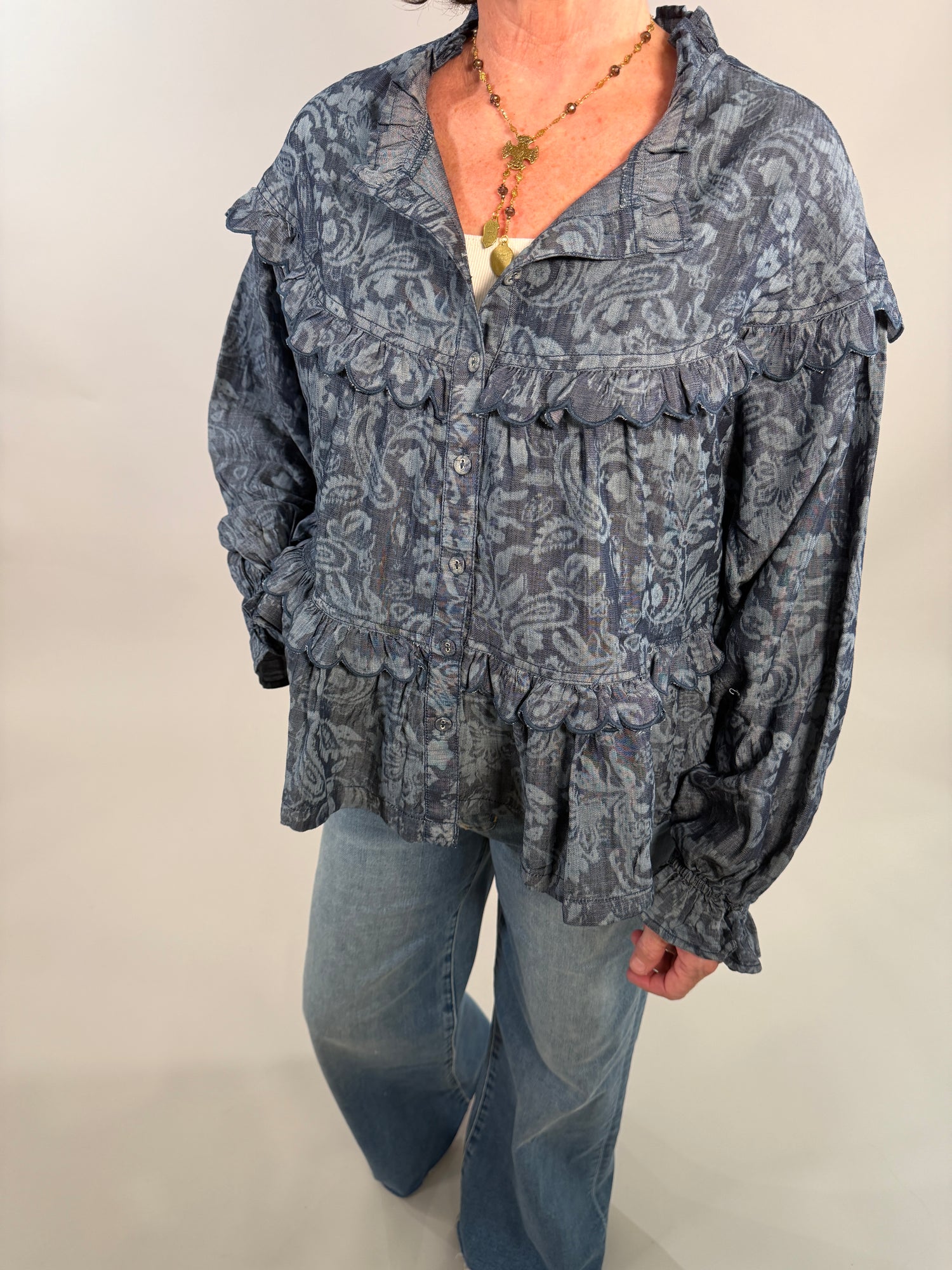 Tiered Shacket with Scallop Detail