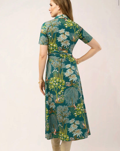Botanical Belted Shirt Dress