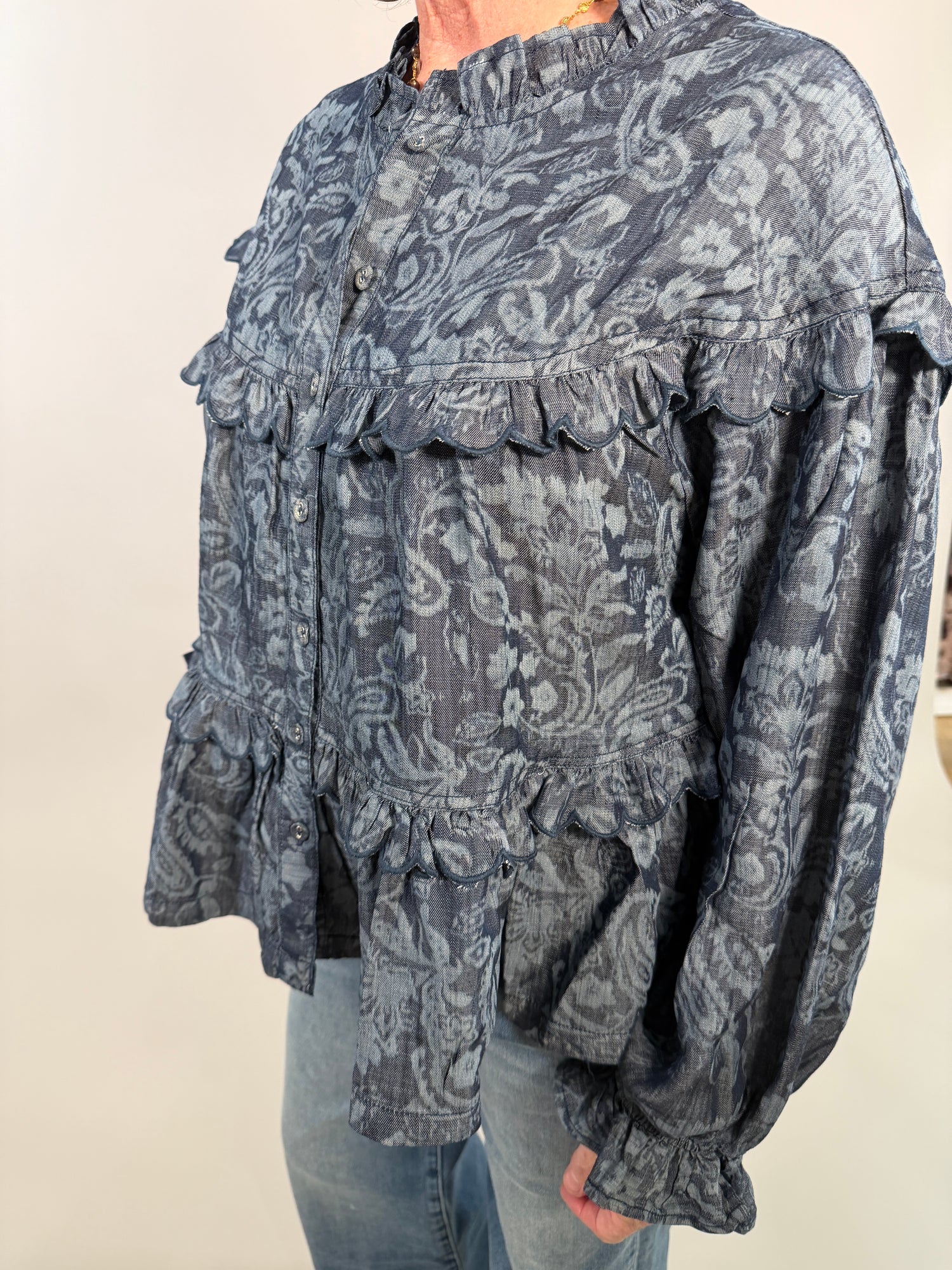 Tiered Shacket with Scallop Detail