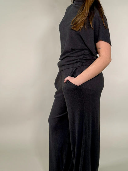 Soft Touch Ribbed Wide-Leg Lounge Pants