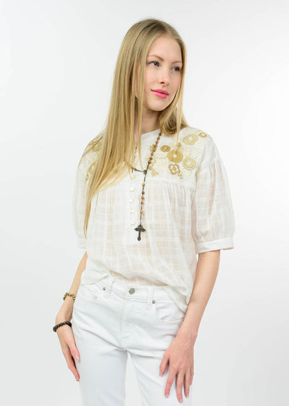 Delicate Floral Embroidered Blouse