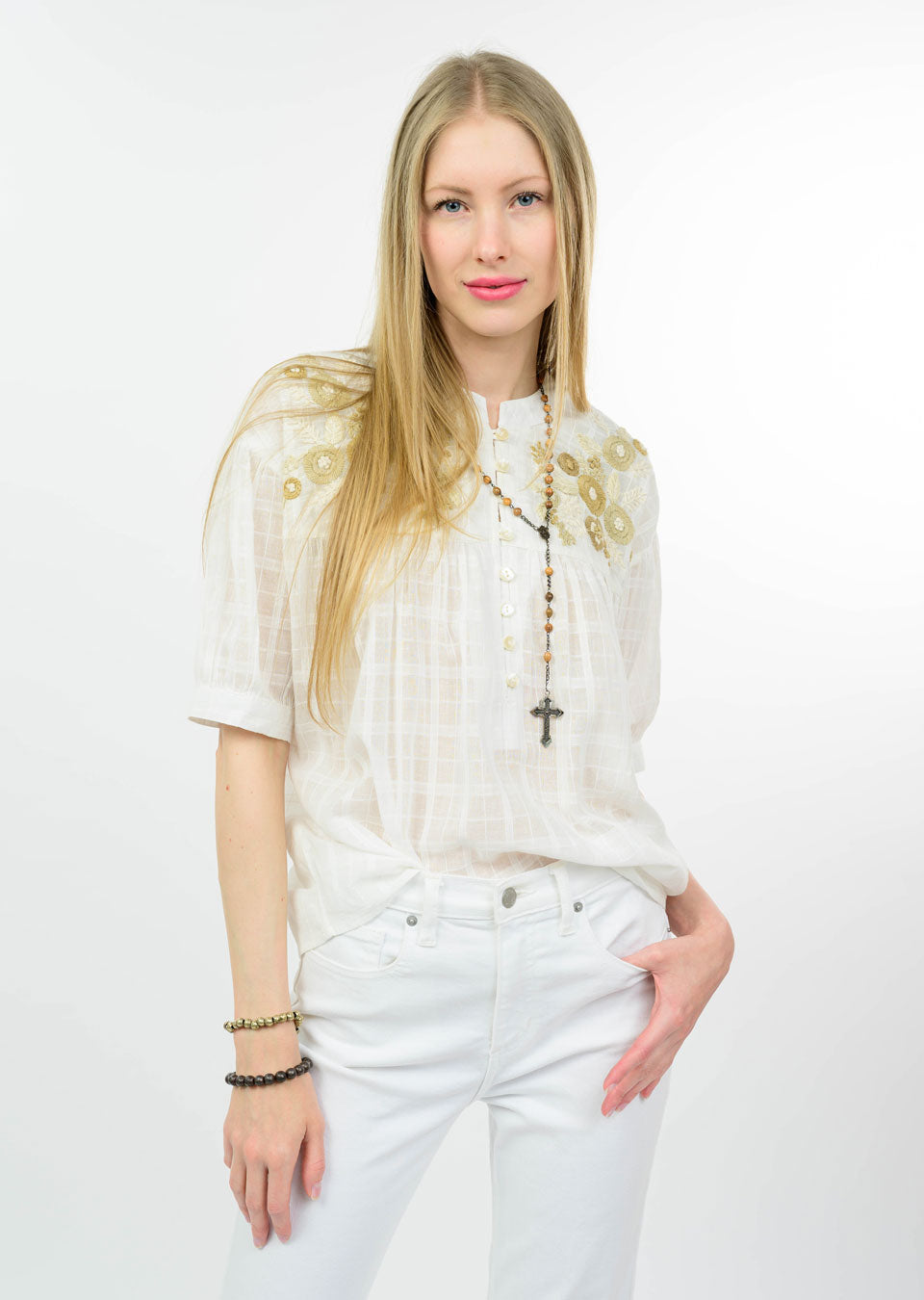 Delicate Floral Embroidered Blouse