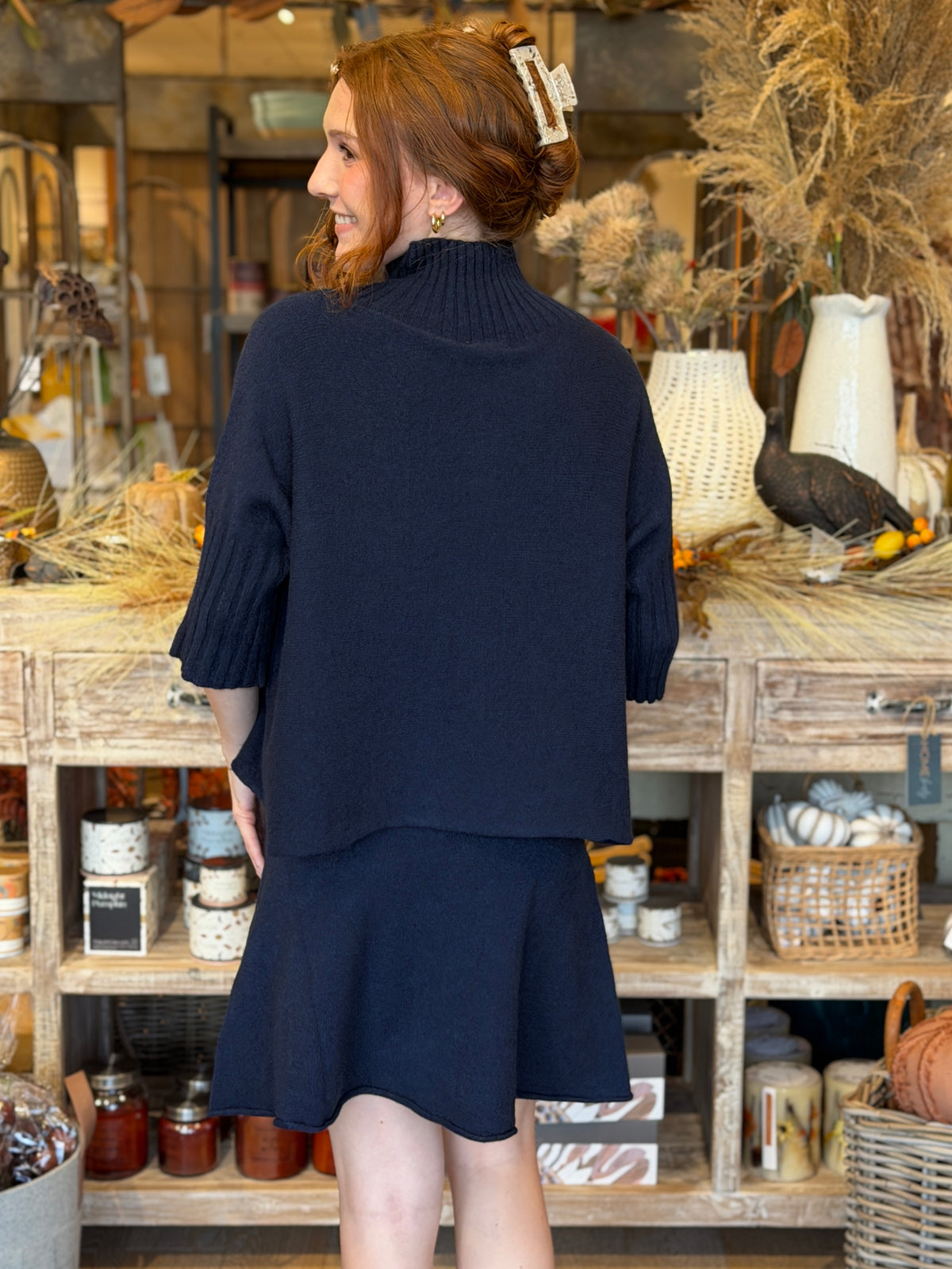 Italian Mock Neck Sweater Knit Top