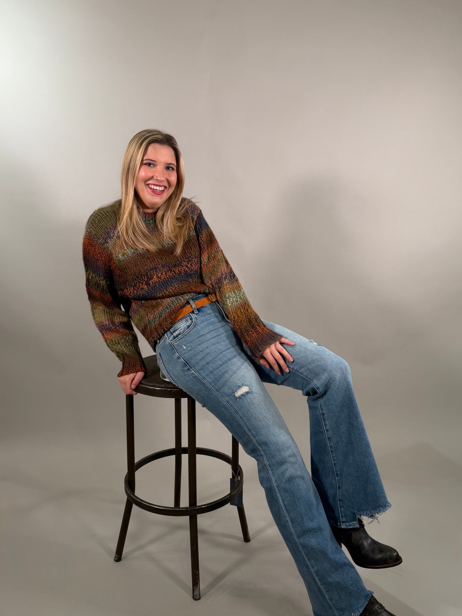 Autumn Hues Chunky Knit Multi Color Sweater