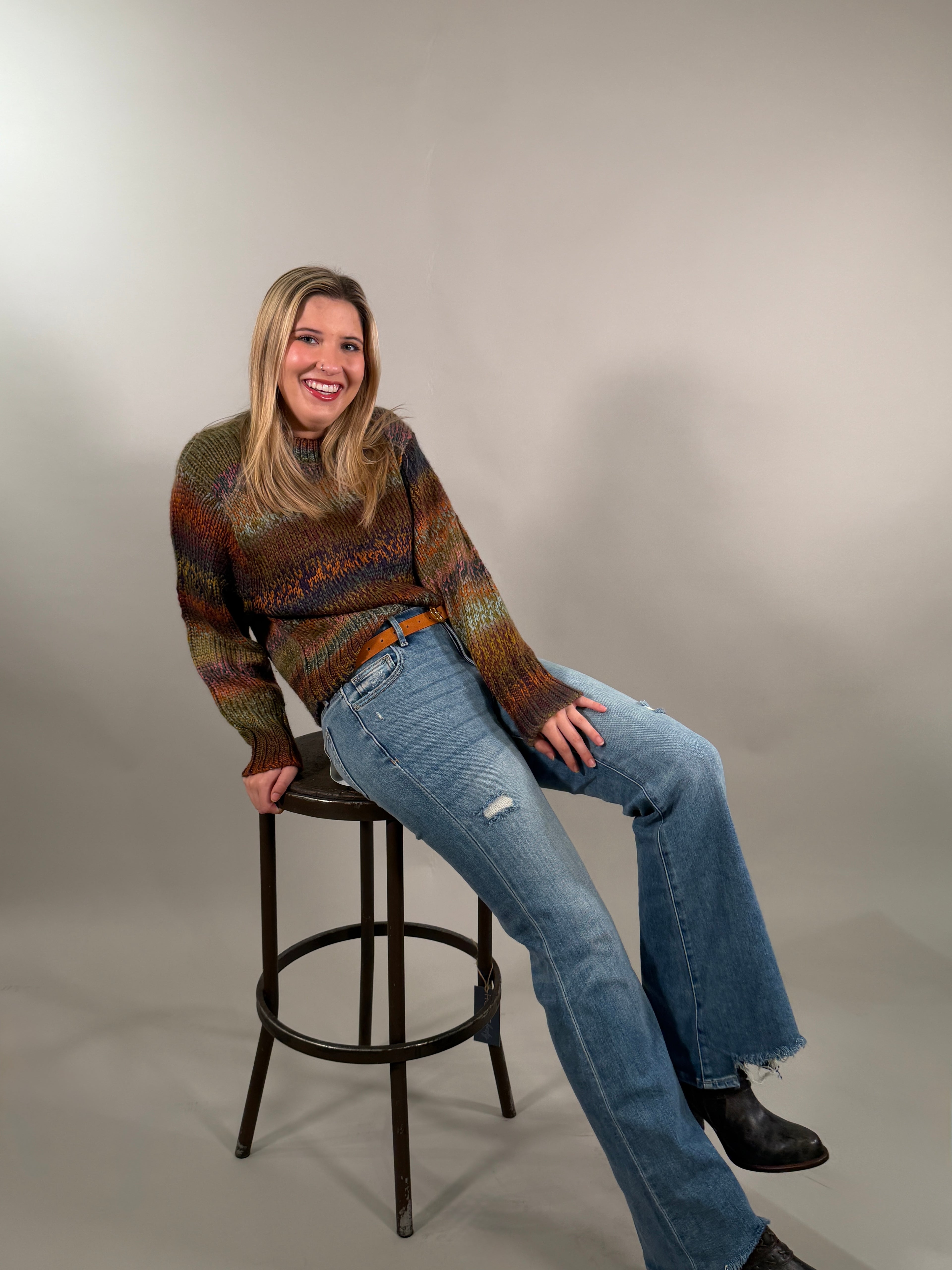 Autumn Hues Chunky Knit Multi Color Sweater