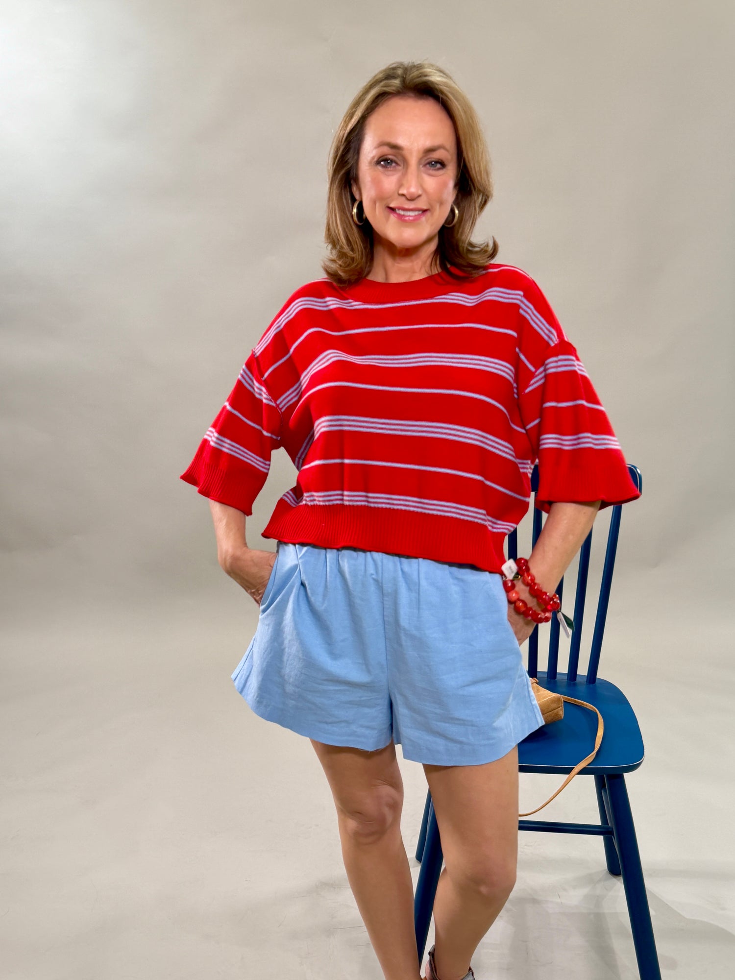 Powder Blue Linen Shorts