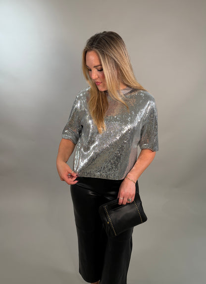 Silver Sequin Easy-Fit Tee