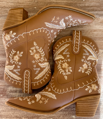 Embroidered Western Ankle Boot
