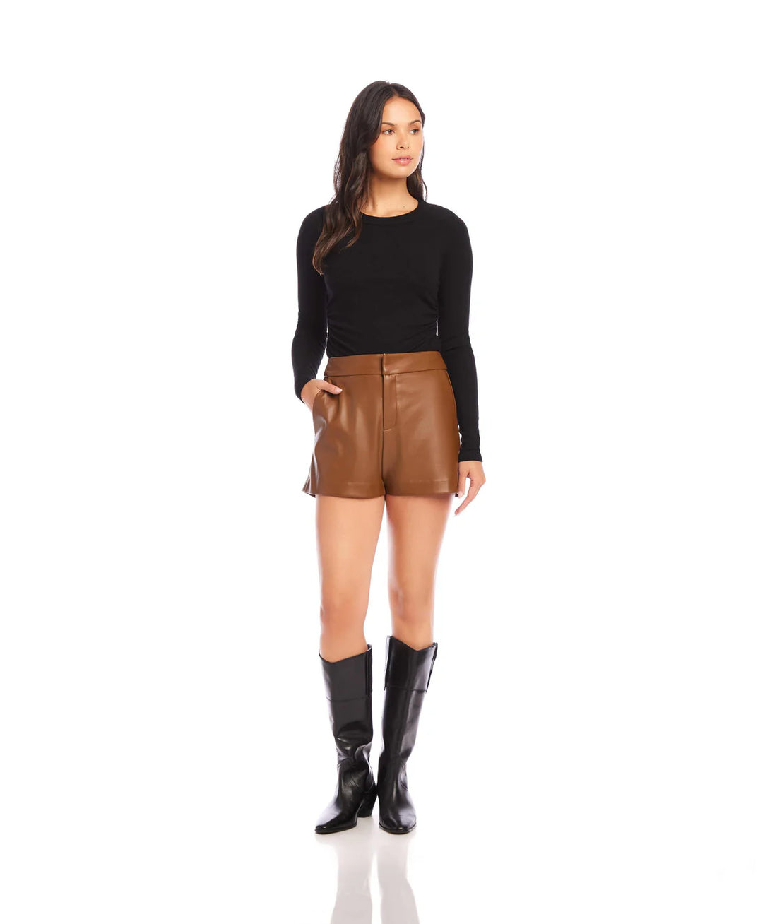 Side-Shirred Long Sleeve Top