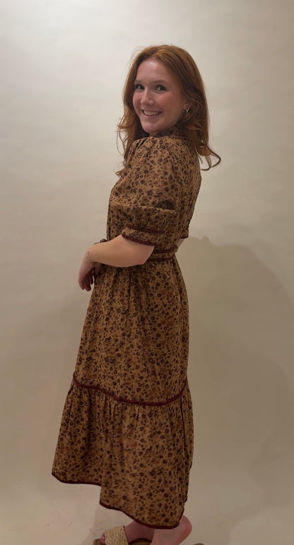 Autumn Floral Midi Dress