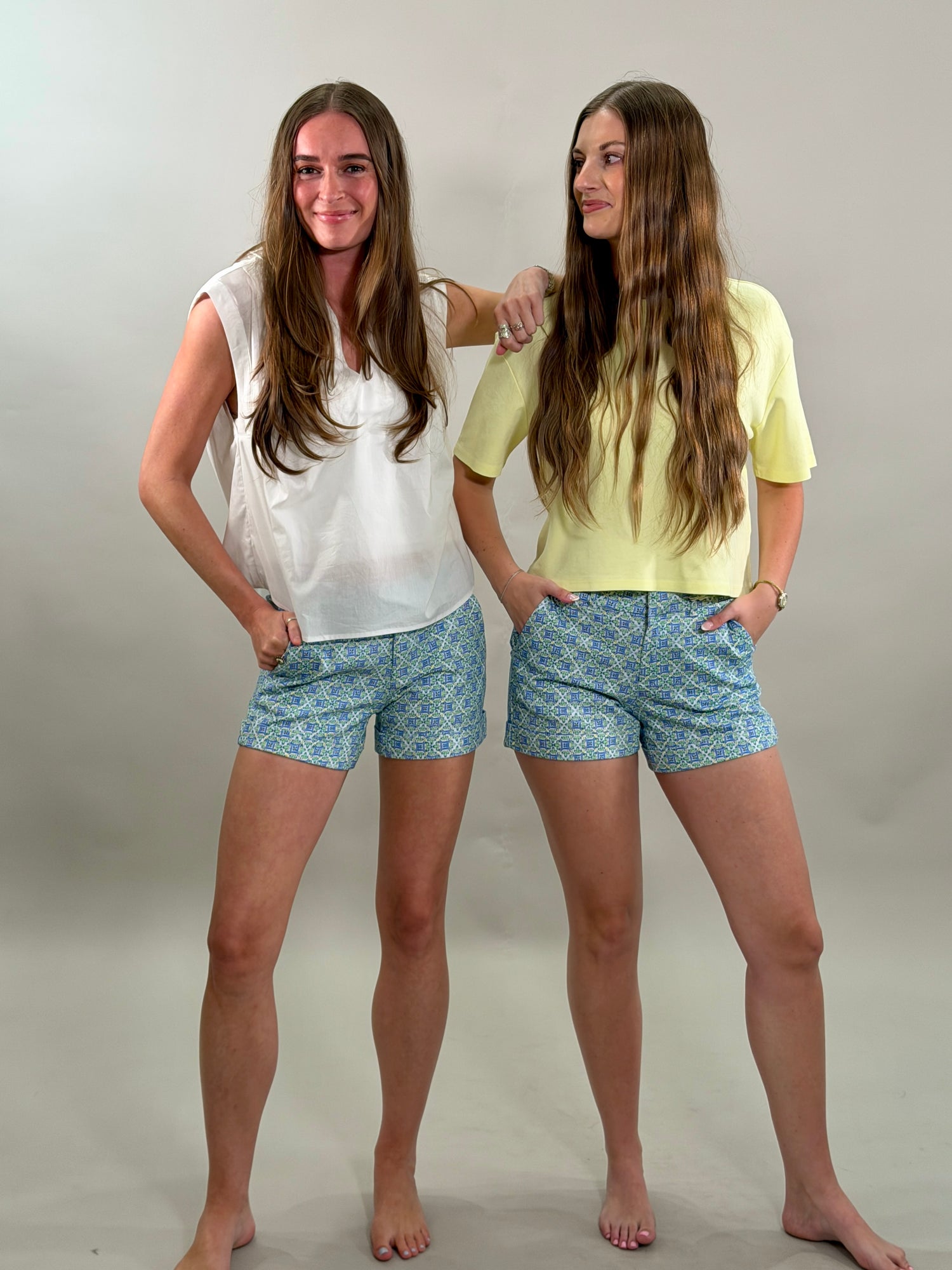 Geometric Print High-Rise Cuffed Shorts