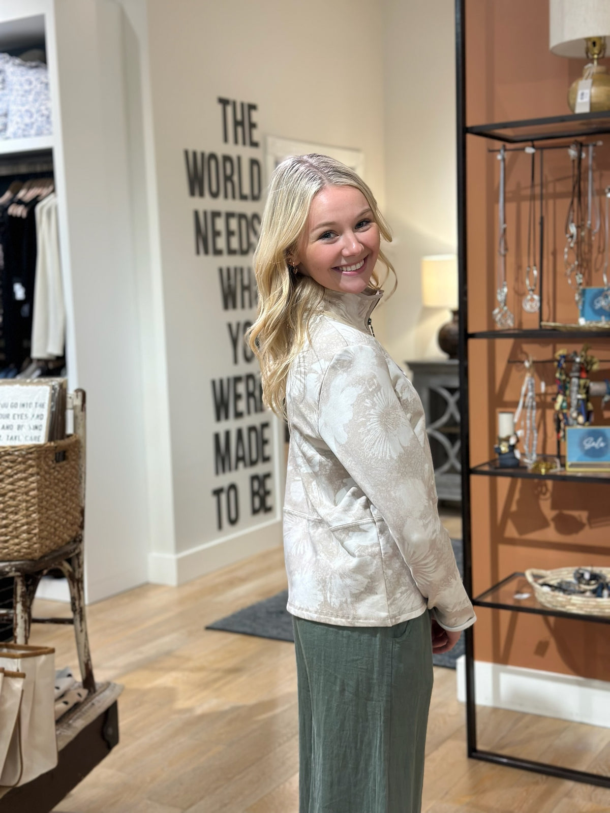Floral Fleece Quarter Zip Pullover