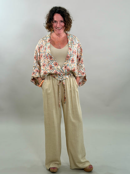 Silk Floral Print Kimono