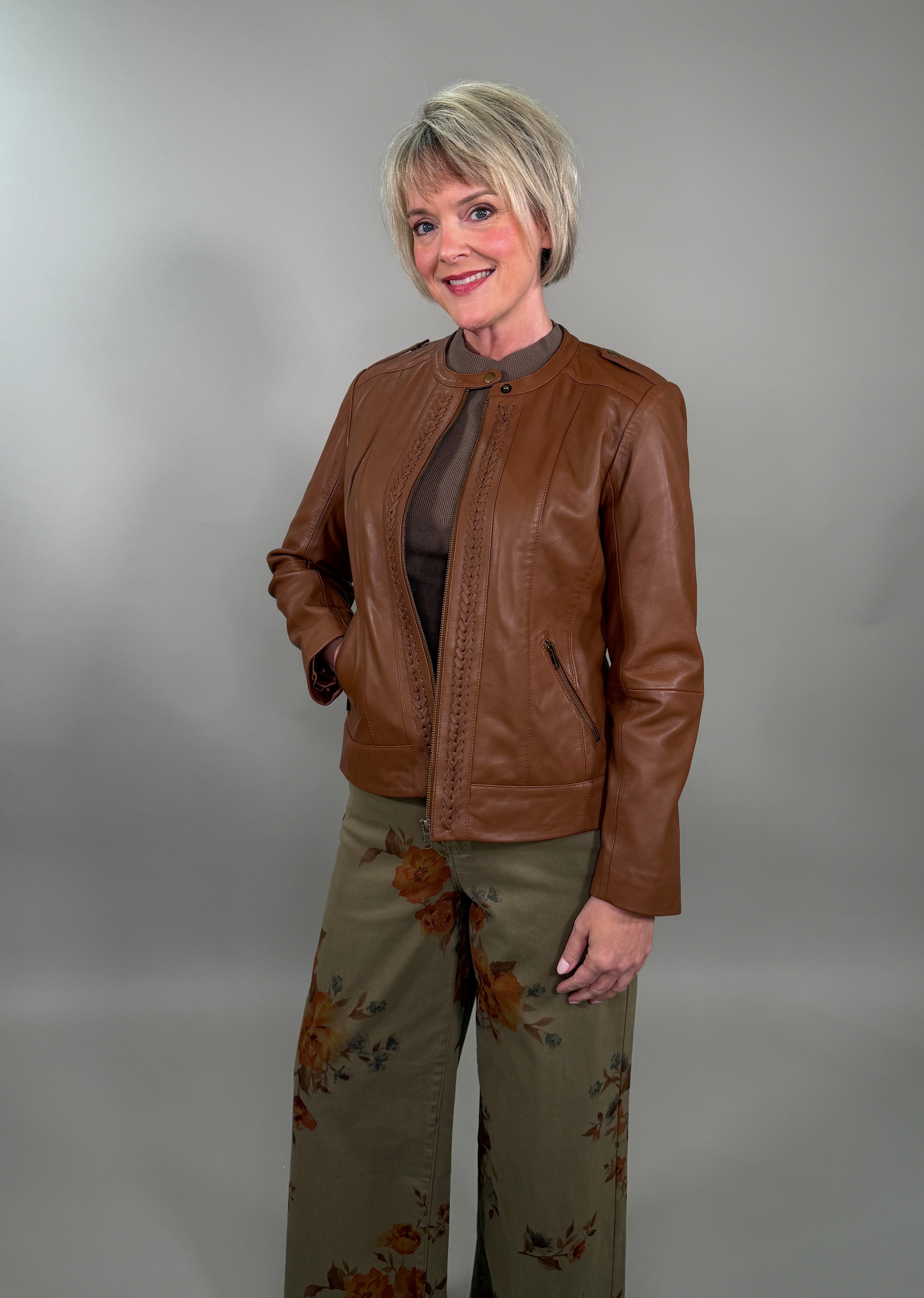 The Braided Detail Leather Jacket