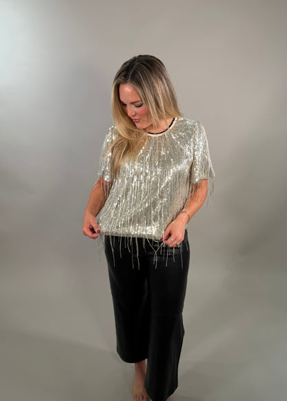 Fun &amp; Festive Fringe Sequin Tee