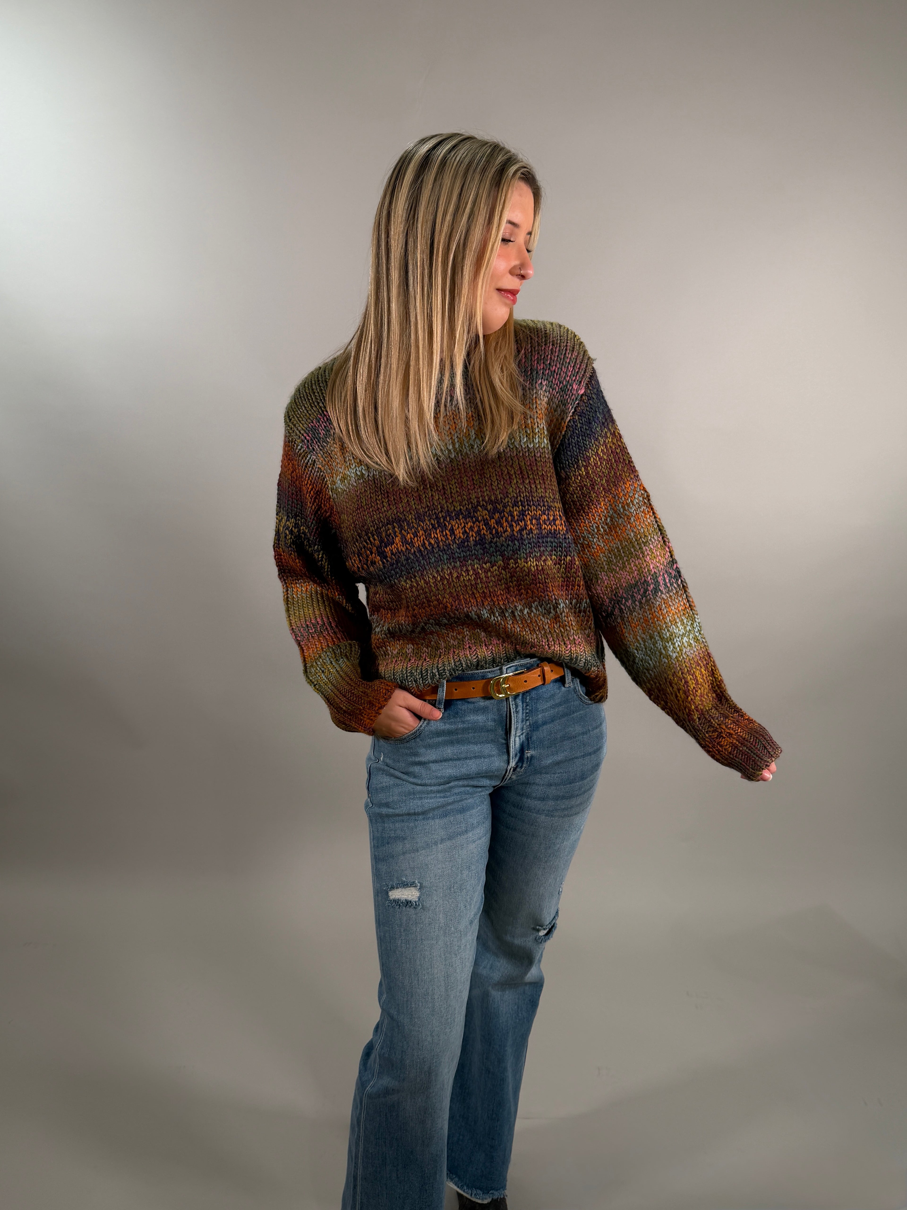 Autumn Hues Chunky Knit Multi Color Sweater