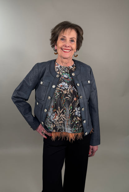 The Embroidered Velvet &amp; Feather Tank