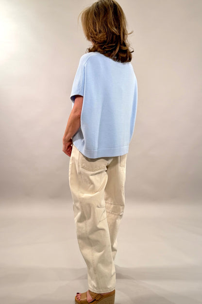 Embroidered Detail Cotton Barrel Pants