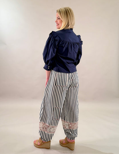 Boho Patchwork Gauze Barrel Pant