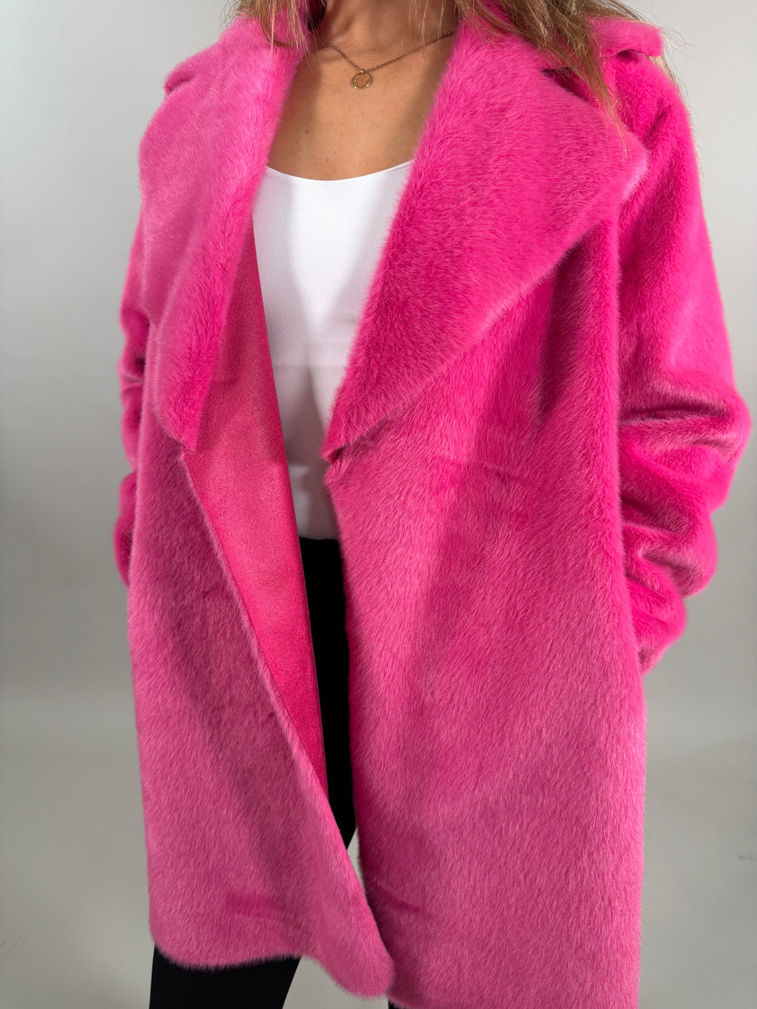 Faux Fur and Suede Coat