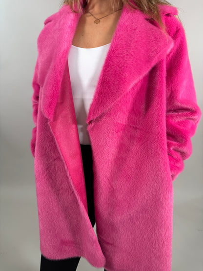 Faux Fur and Suede Coat