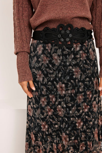 Printed Tulle Midi Skirt