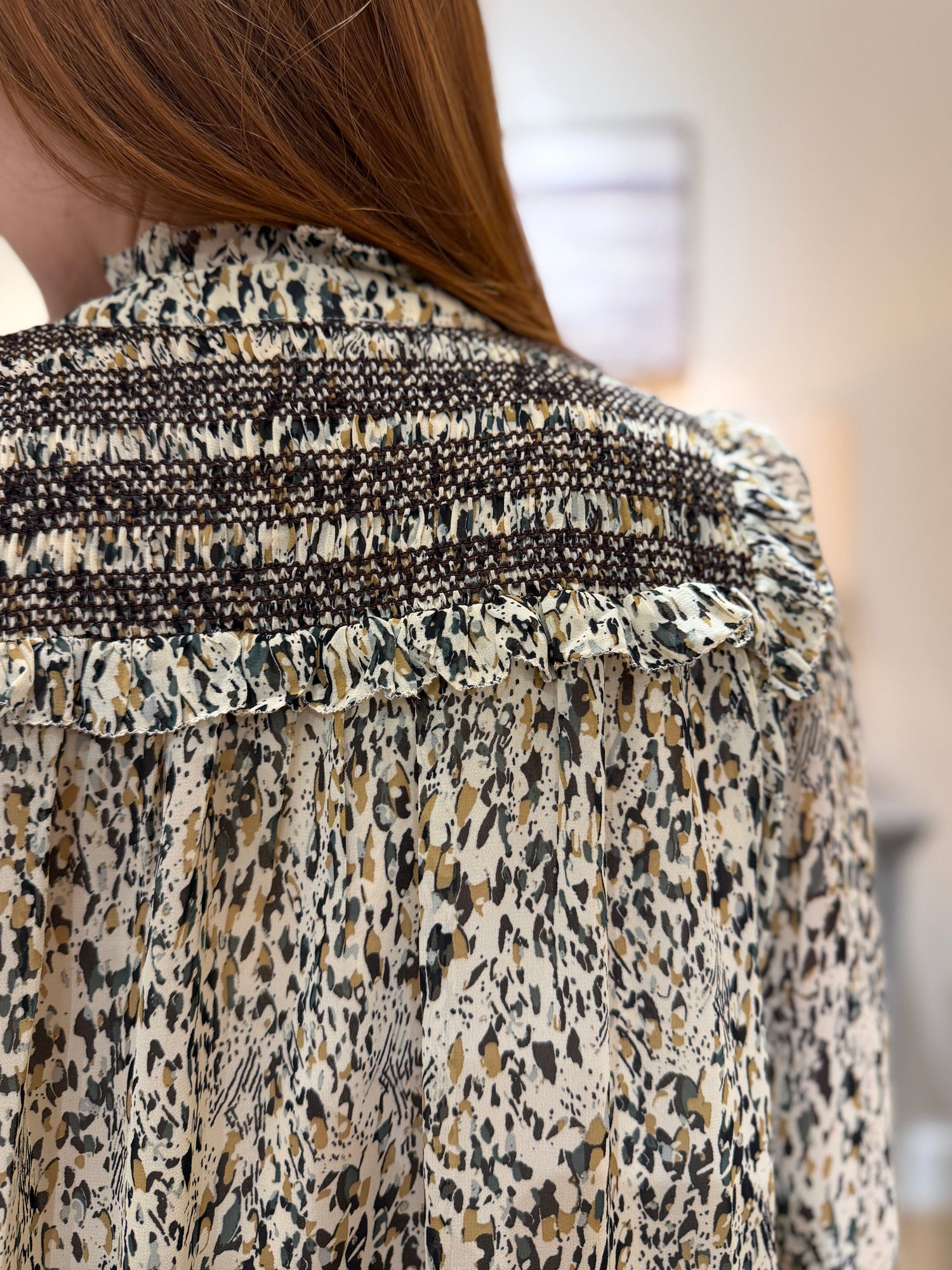 Effortless Smocked Print Blouse