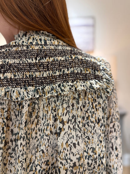 Effortless Smocked Print Blouse