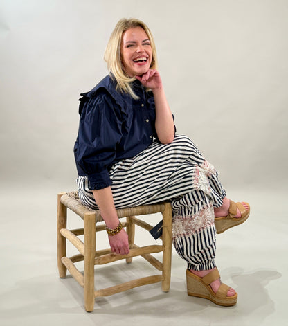 Boho Patchwork Gauze Barrel Pant