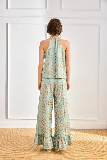 Mint Halter Top with Sequins