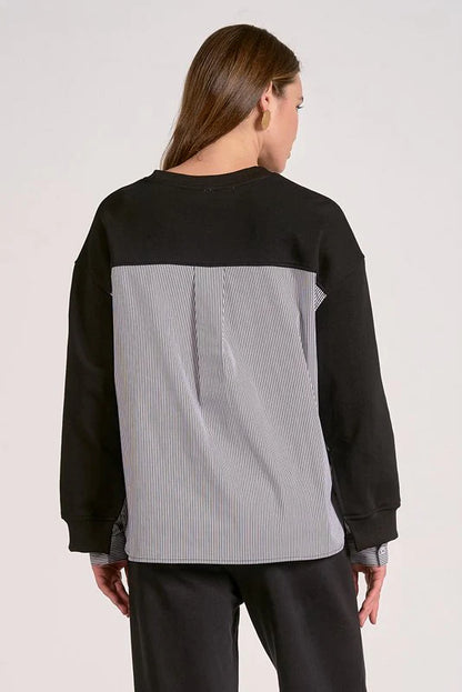 Sweater + Striped Shirt