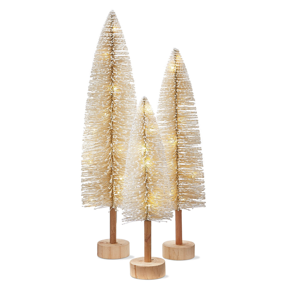 Set Of 3 First Snow Light Up Bottle Brush Tree