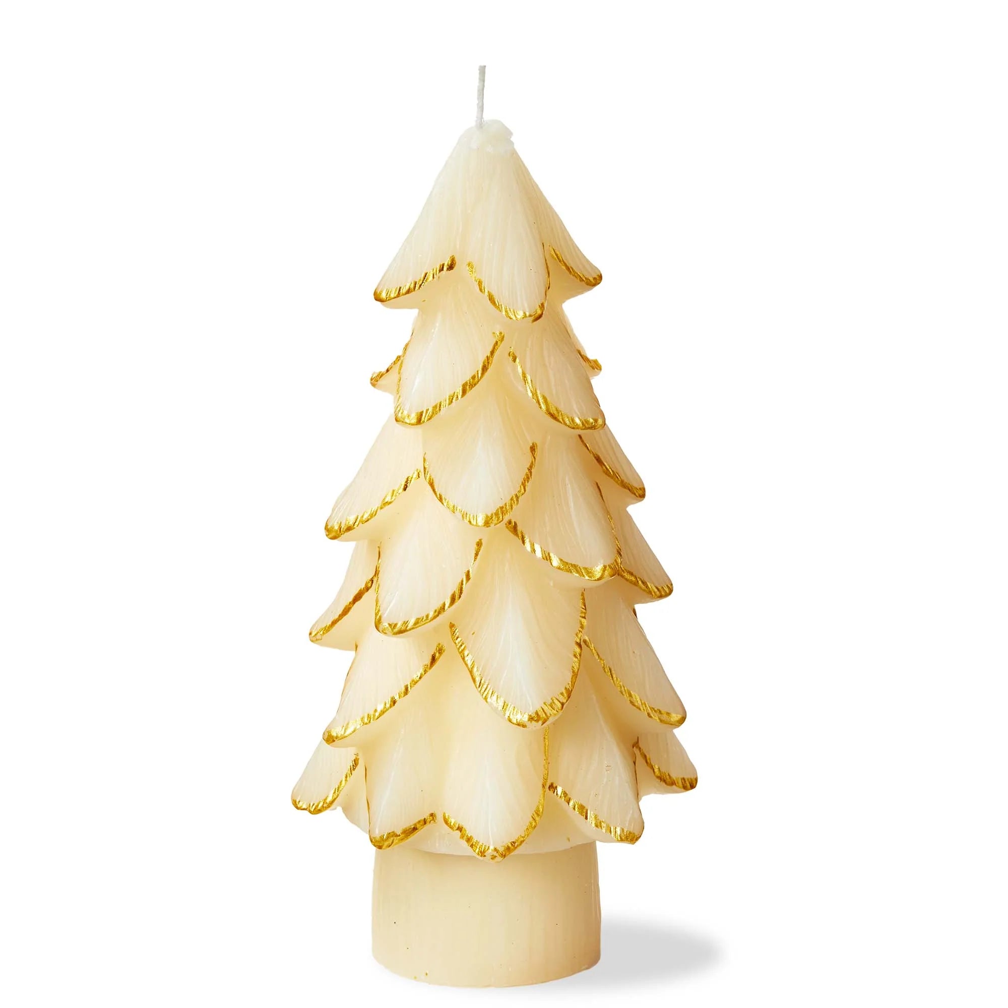 Ivory Gilded Pine Tree Candle