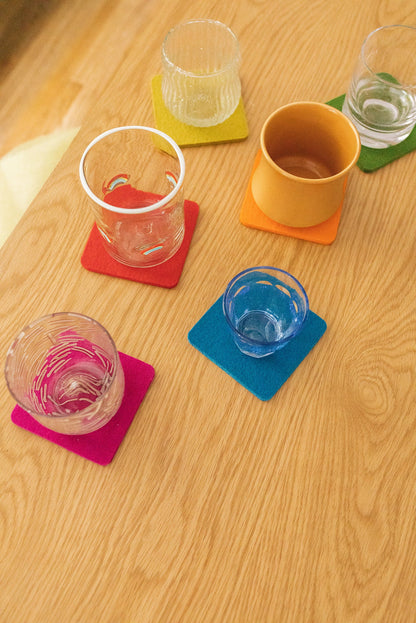 Bierfilzl Merino Wool Square Coaster Solid 4 Pack